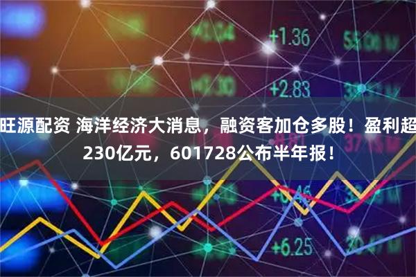 旺源配资 海洋经济大消息，融资客加仓多股！盈利超230亿元，601728公布半年报！